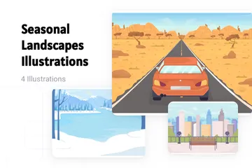 Seasonal Landscapes Illustration Pack