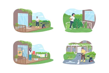 Seasonal Outdoor Cleaning Illustration Pack