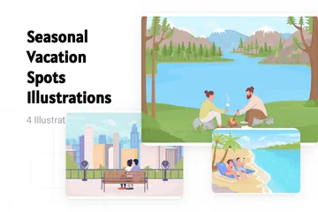 Seasonal Vacation Spots Illustration Pack