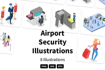 Sécurité aéroportuaire Pack d'Illustrations