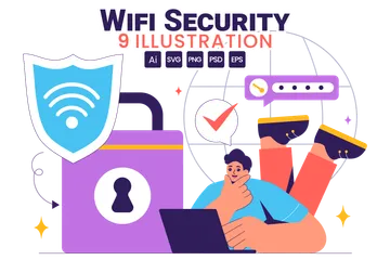 Sécurité WiFi Technologie sans fil Pack d'Illustrations