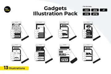 Segurando smartphones com aplicativos Pacote de Ilustrações