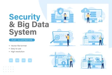 Seguridad y grandes datos Paquete de Ilustraciones