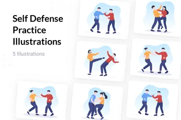Self Defense Practice Illustration Pack