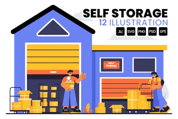 Self-Storage-Einrichtung Illustrationspack