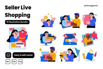 Seller Live Shopping Illustration Pack