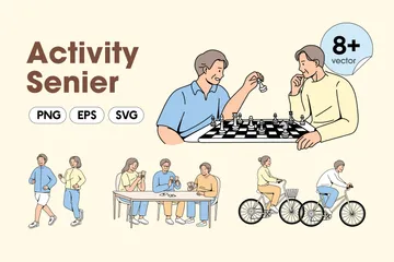 Senior Activities Illustration Pack