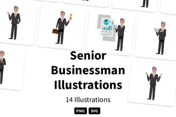 Senior Businessman Illustration Pack