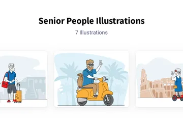Senior People Illustration Pack