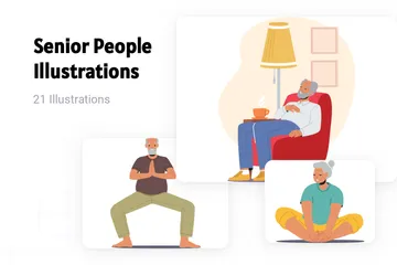 Senior People Illustration Pack