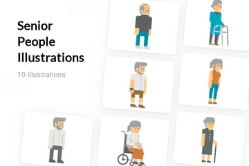 Senior People Illustration Pack