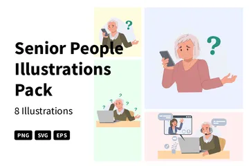 Senior People Illustration Pack