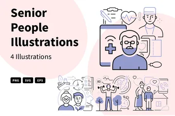 Senior People Illustration Pack