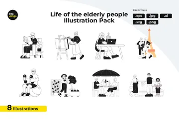 Lebensstil im Alter Illustrationspack