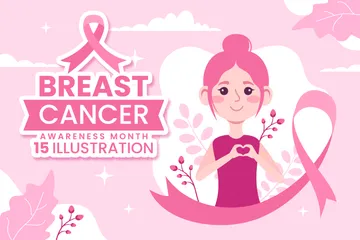 La sensibilisation au cancer du sein Pack d'Illustrations
