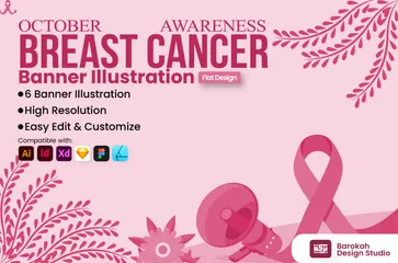 Octobre 1, sensibilisation au cancer du sein Pack d'Illustrations