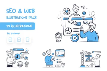 Seo e Web Pacote de Ilustrações
