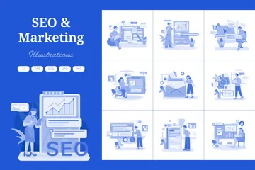 SEO und Marketing Illustrationspack