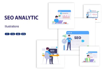 Optimisation SEO, web analytique Pack d'Illustrations