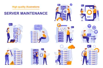 Server Maintenance Illustration Pack