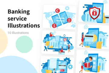 Service bancaire Pack d'Illustrations