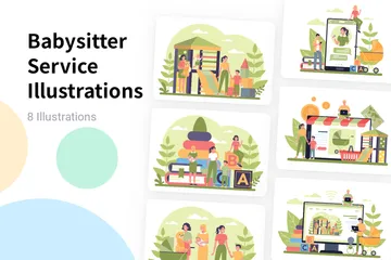 Service de baby-sitter Pack d'Illustrations