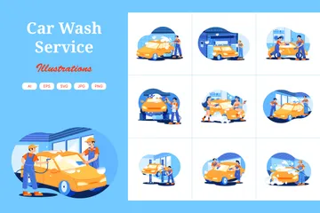 Service de lavage de voiture Pack d'Illustrations
