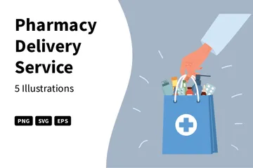 Service de livraison en pharmacie Pack d'Illustrations