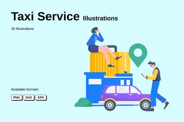 Service de taxi Pack d'Illustrations