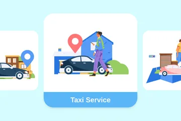 Service de taxi Pack d'Illustrations