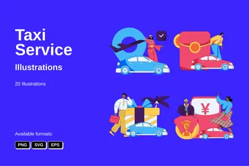 Service de taxi Pack d'Illustrations