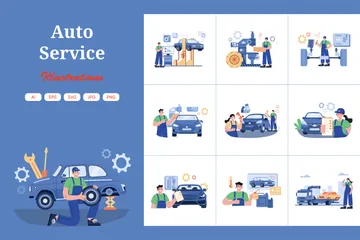 Service automobile Pack d'Illustrations