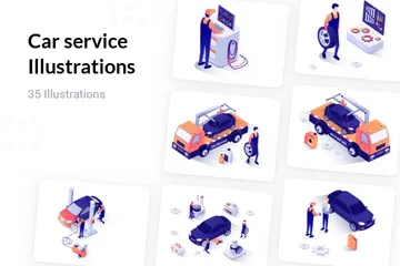 Service automobile Pack d'Illustrations