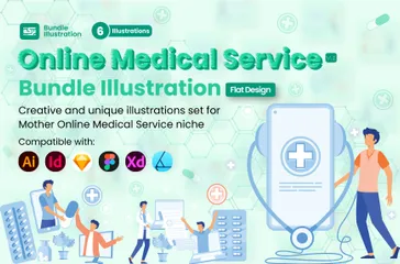 Service médical en ligne Illustration Pack