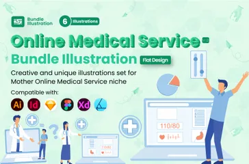 Service médical en ligne Illustration Pack