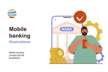 Les services bancaires mobiles Pack d'Illustrations