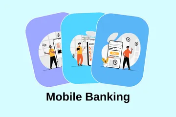 Les services bancaires mobiles Illustration Pack