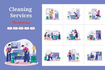 Services de nettoyage Pack d'Illustrations