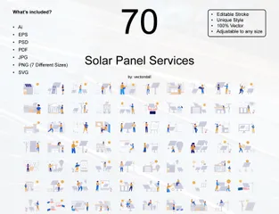 Services de panneaux solaires Pack d'Illustrations