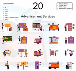 Services de publicité Pack d'Illustrations