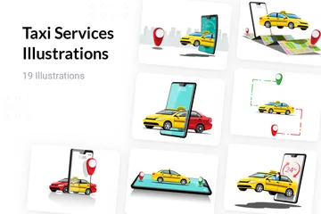 Services de taxis Pack d'Illustrations