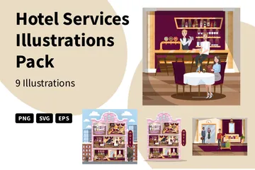 Services d'hôtel Pack d'Illustrations