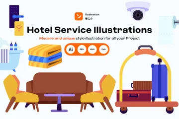 Services d'hôtel Pack d'Illustrations