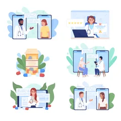Services médicaux en ligne Pack d'Illustrations