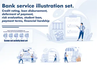 Servicio bancario Paquete de Ilustraciones