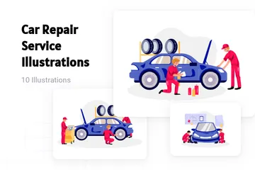 Servicio de reparación de automóviles Paquete de Ilustraciones