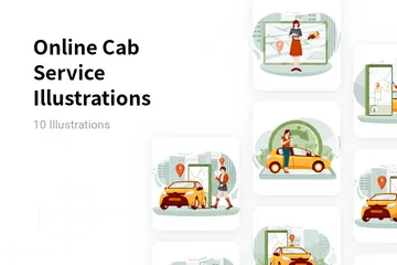 Servicio de taxi en línea Paquete de Ilustraciones