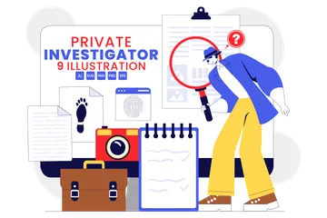 Servicios de investigador privado Paquete de Ilustraciones