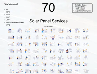 Servicios de paneles solares Paquete de Ilustraciones