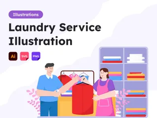 Serviço de lavanderia Pacote de Ilustrações